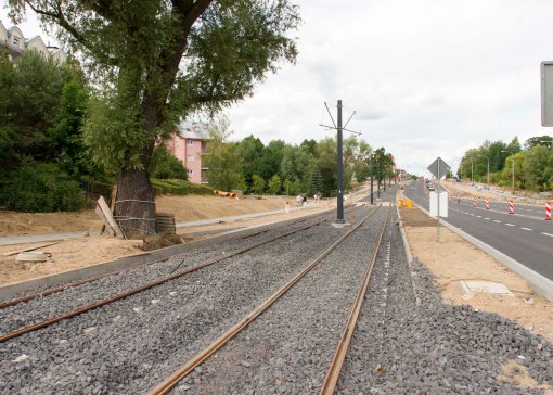 Budowa linii tramwajowej przy alei Sikorskiego (12 lipca 2015)