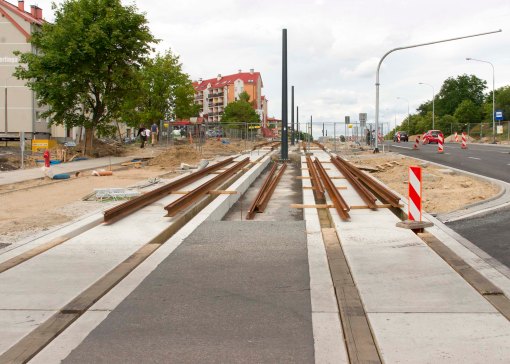 Budowa linii tramwajowej przy alei Sikorskiego (12 lipca 2015) - przystanek Andersa
