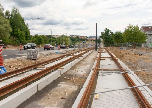 Budowa linii tramwajowej przy alei Sikorskiego (12 lipca 2015) - przystanek Andersa