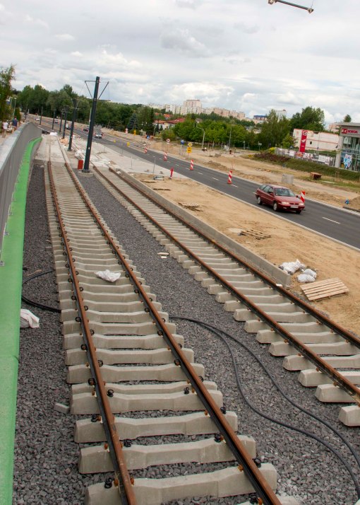 Budowa linii tramwajowej przy alei Sikorskiego (12 lipca 2015)