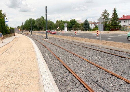 Budowa linii tramwajowej przy alei Sikorskiego (12 lipca 2015)