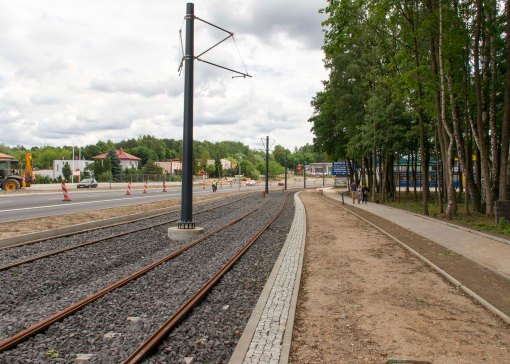 Budowa linii tramwajowej przy alei Sikorskiego (12 lipca 2015)