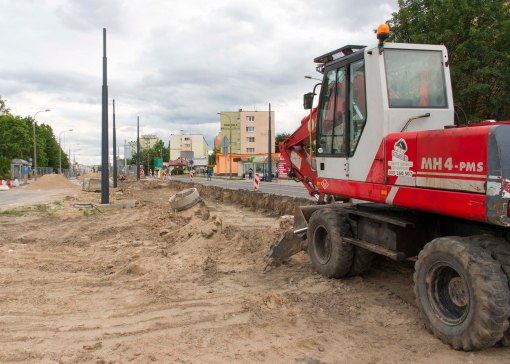 Budowa linii tramwajowej w ulicy Dworcowej (12 lipca 2015)