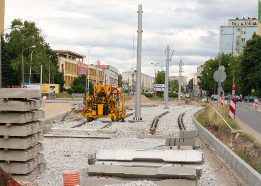 Budowa linii tramwajowej w ulicy Dworcowej (12 lipca 2015)