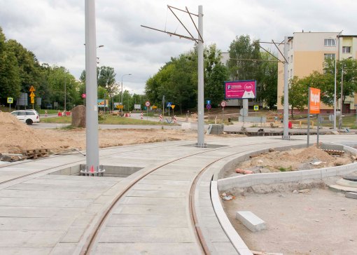 Budowa linii tramwajowej na placu Ofiar Katynia (12 lipca 2015)