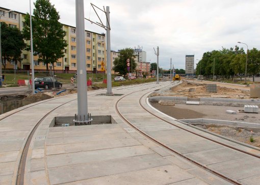 Budowa linii tramwajowej na placu Ofiar Katynia (12 lipca 2015)