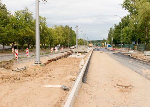 Budowa linii tramwajowej w ulicy Towarowej (12 lipca 2015)