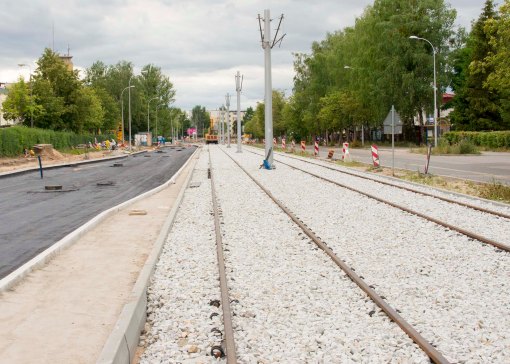 Budowa linii tramwajowej w ulicy Towarowej (12 lipca 2015)