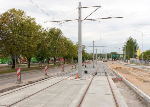 Budowa linii tramwajowej w ulicy Towarowej (12 lipca 2015)