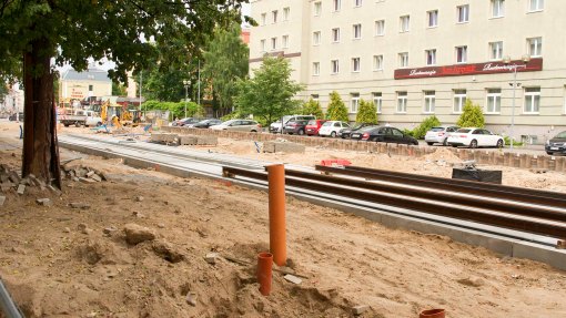 Budowa linii tramwajowej w ulicy Kościuszki (12 lipca 2015)