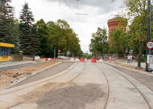 Budowa linii tramwajowej w ulicy Żołnierskiej (12 lipca 2015)
