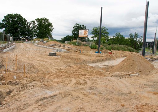Budowa linii tramwajowej przy ulicy Tuwima (12 lipca 2015) - skrzyżowanie z ulicami Nowaka i Wawrzyczka