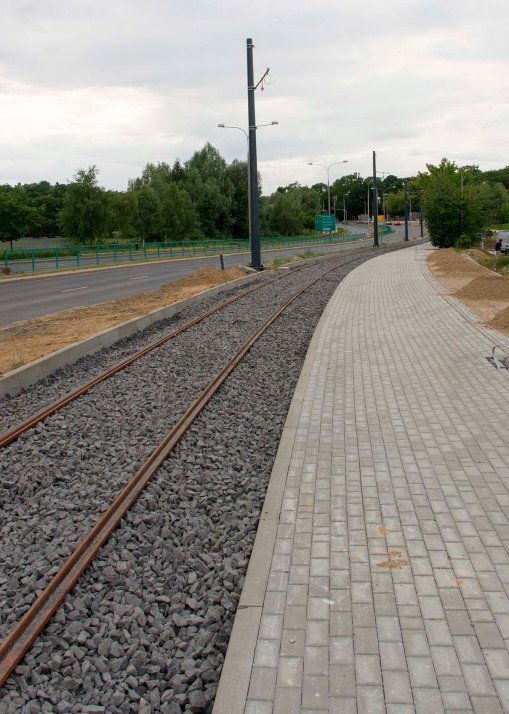 Budowa linii tramwajowej przy ulicy Tuwima (12 lipca 2015)