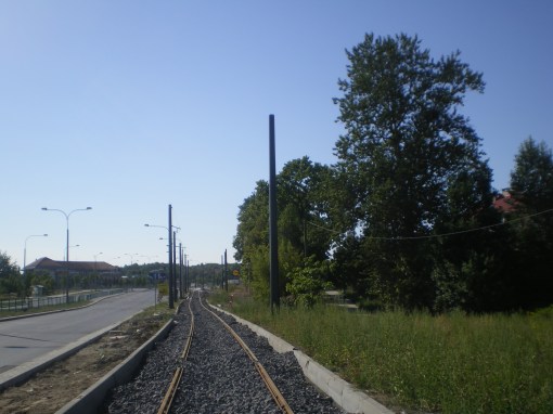 Budowa linii tramwajowej przy ulicy Tuwima (15 sierpnia 2015)
