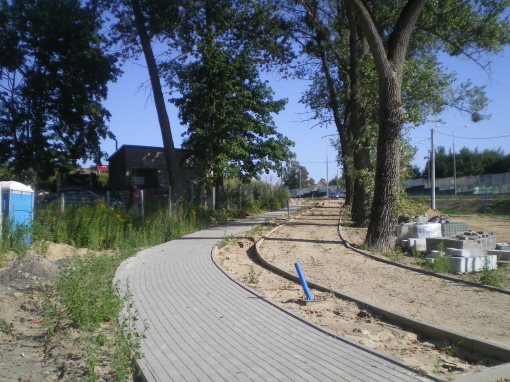 Budowa linii tramwajowej przy ulicy Tuwima (15 sierpnia 2015)