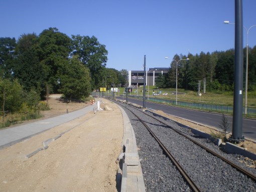 Budowa linii tramwajowej przy ulicy Tuwima (15 sierpnia 2015)