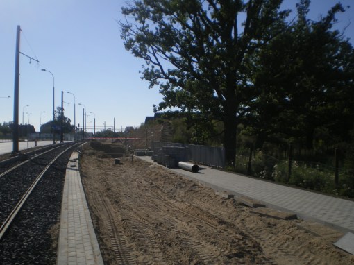 Budowa linii tramwajowej przy ulicy Tuwima (15 sierpnia 2015)