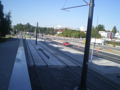 Budowa linii tramwajowej przy alei Sikorskiego (15 sierpnia 2015)