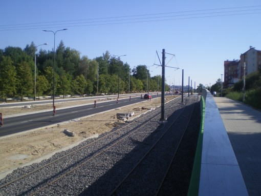 Budowa linii tramwajowej przy alei Sikorskiego (15 sierpnia 2015)