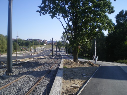 Budowa linii tramwajowej przy alei Sikorskiego (15 sierpnia 2015)
