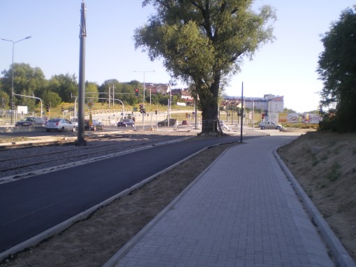 Budowa linii tramwajowej przy alei Sikorskiego (15 sierpnia 2015)