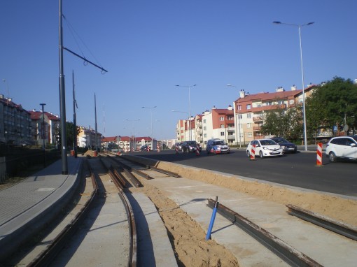 Budowa linii tramwajowej przy ulicy Witosa (15 sierpnia 2015)