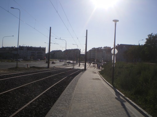Budowa linii tramwajowej przy ulicy Witosa (15 sierpnia 2015) - przystanek Witosa