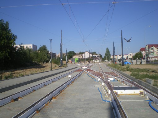 Budowa linii tramwajowej przy ulicy Witosa (15 sierpnia 2015) - przystanek końcowy Kanta