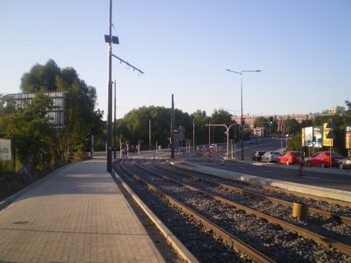 Budowa linii tramwajowej przy alei Sikorskiego (15 sierpnia 2015)