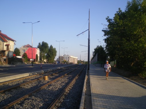 Budowa linii tramwajowej przy alei Sikorskiego (15 sierpnia 2015)