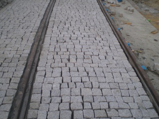 Budowa linii tramwajowej na placu Jana Pawła II (15 sierpnia 2015)