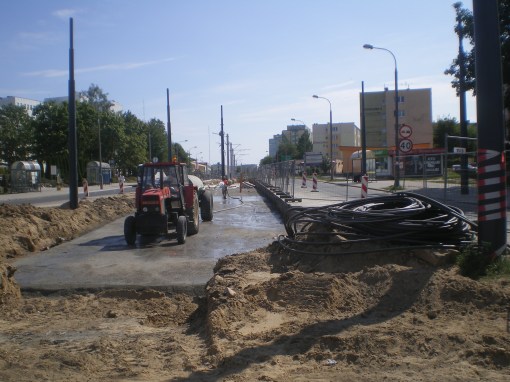 Budowa linii tramwajowej w ulicy Dworcowej (16 sierpnia 2015)