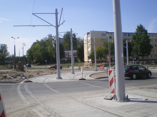 Budowa linii tramwajowej na placu Ofiar Katynia (16 sierpnia 2015)