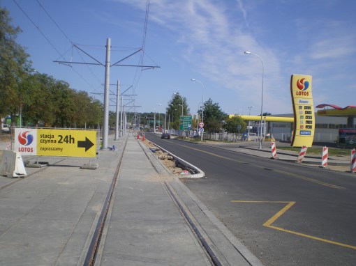 Budowa linii tramwajowej w ulicy Towarowej (16 sierpnia 2015)