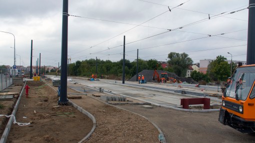 Budowa linii tramwajowej przy ulicy Witosa (16 września 2015) - przystanek końcowy Kanta