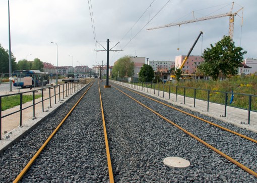 Budowa linii tramwajowej przy ulicy Witosa (16 września 2015)