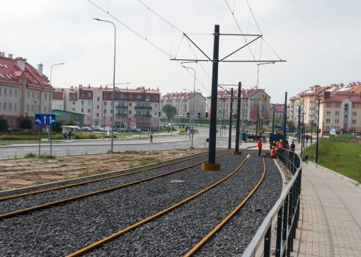 Budowa linii tramwajowej przy ulicy Witosa (16 września 2015)