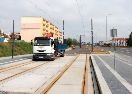 Budowa linii tramwajowej przy ulicy Witosa (16 września 2015) - przystanek Witosa