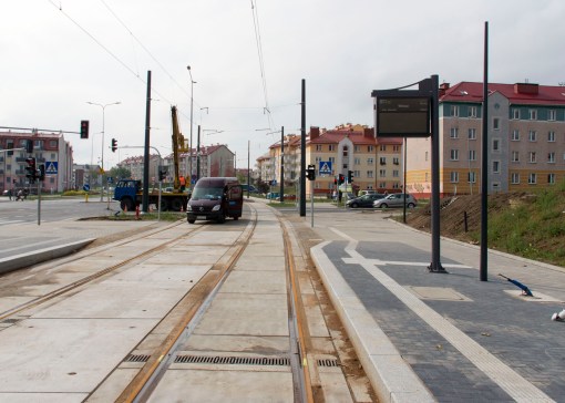 Budowa linii tramwajowej przy ulicy Witosa (16 września 2015) - przystanek Witosa