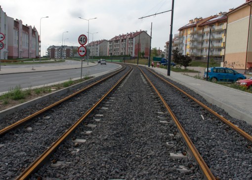 Budowa linii tramwajowej przy ulicy Witosa (16 września 2015) - przystanek Witosa