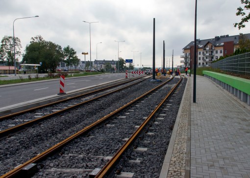 Budowa linii tramwajowej przy ulicy Witosa (16 września 2015)