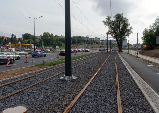 Budowa linii tramwajowej przy alei Sikorskiego (16 września 2015)