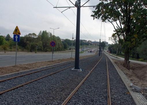 Budowa linii tramwajowej przy alei Sikorskiego (16 września 2015)