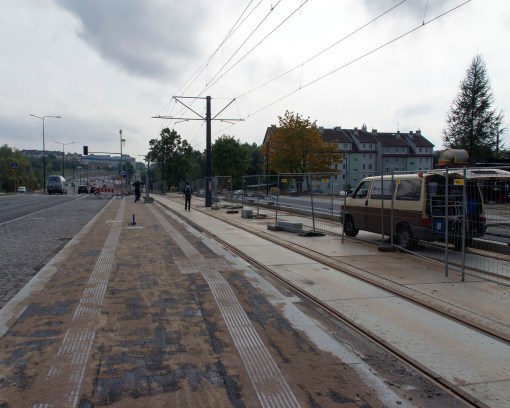 Budowa linii tramwajowej przy alei Sikorskiego (16 września 2015) - przystanek Andersa
