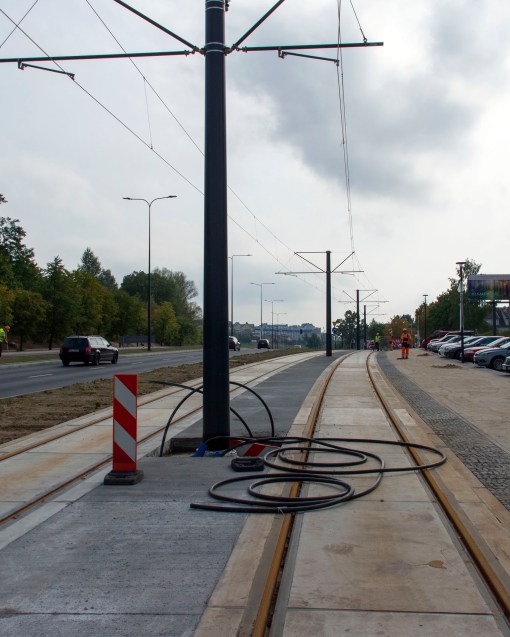 Budowa linii tramwajowej przy alei Sikorskiego (16 września 2015)