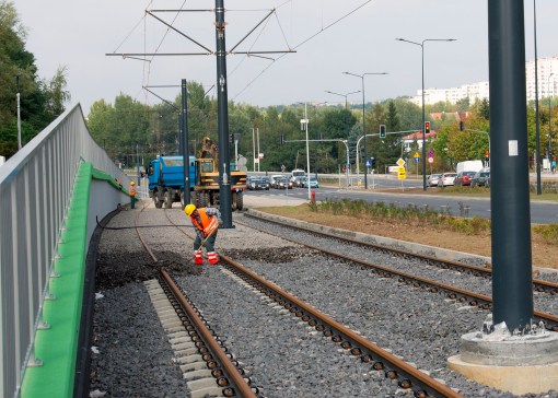 Budowa linii tramwajowej przy alei Sikorskiego (16 września 2015)