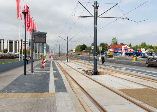 Budowa linii tramwajowej przy alei Sikorskiego (16 września 2015) - przystanek Real