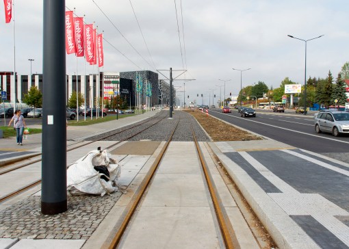 Budowa linii tramwajowej przy alei Sikorskiego (16 września 2015)