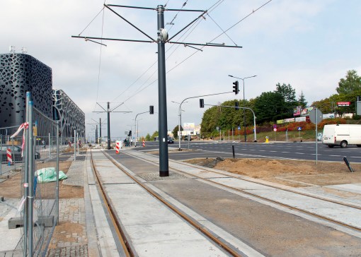 Budowa linii tramwajowej przy alei Sikorskiego (16 września 2015)