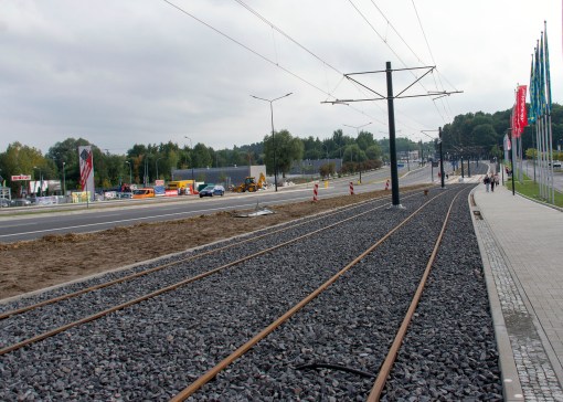 Budowa linii tramwajowej przy alei Sikorskiego (16 września 2015)
